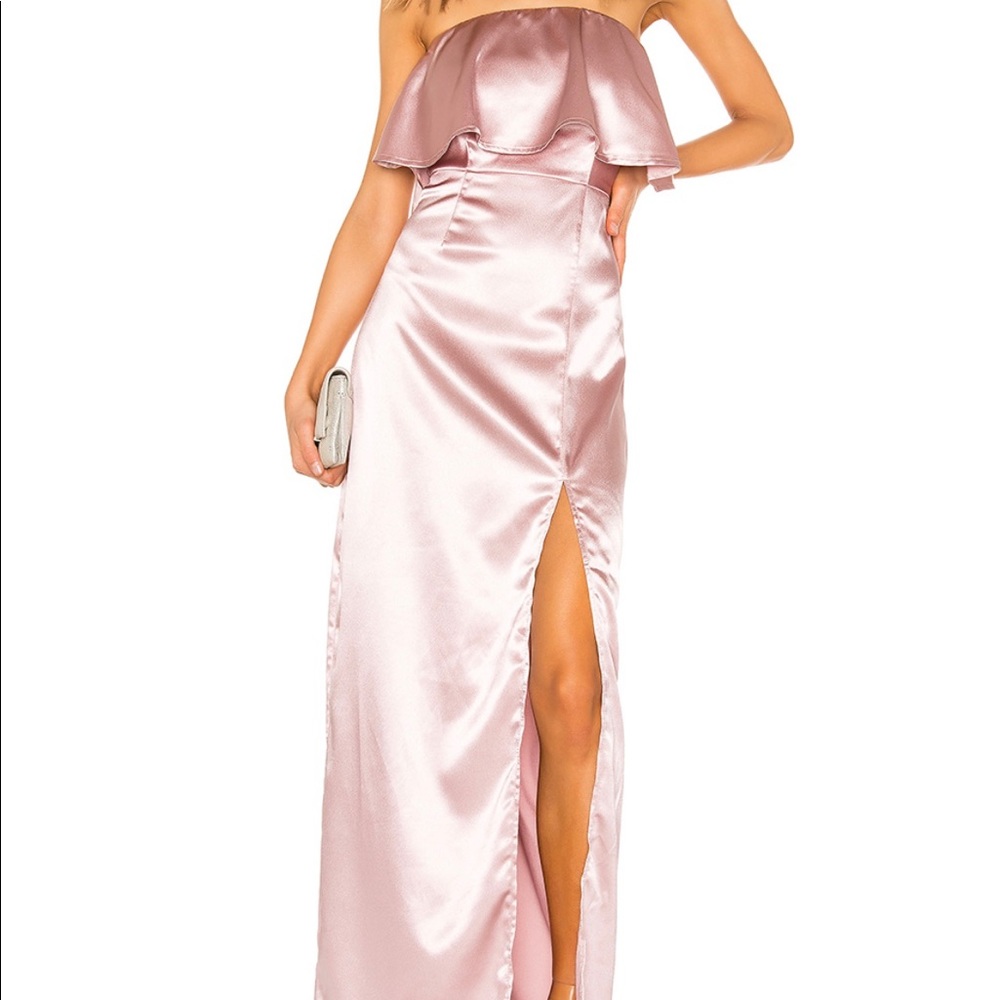 Blush Satin Maxi Dress with Slit